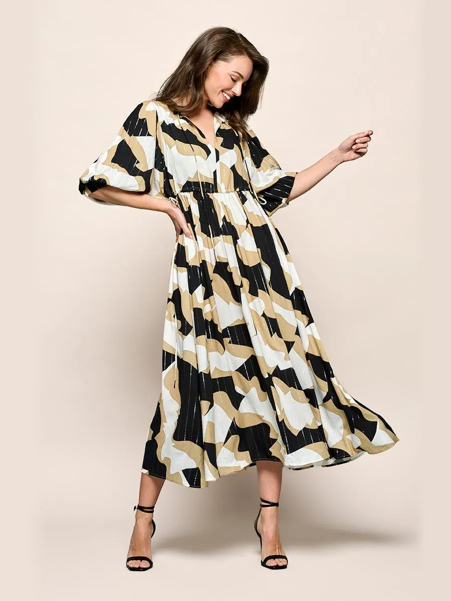 Mart Visser Sophie Print Jurk Zwart / Camel, foto 2