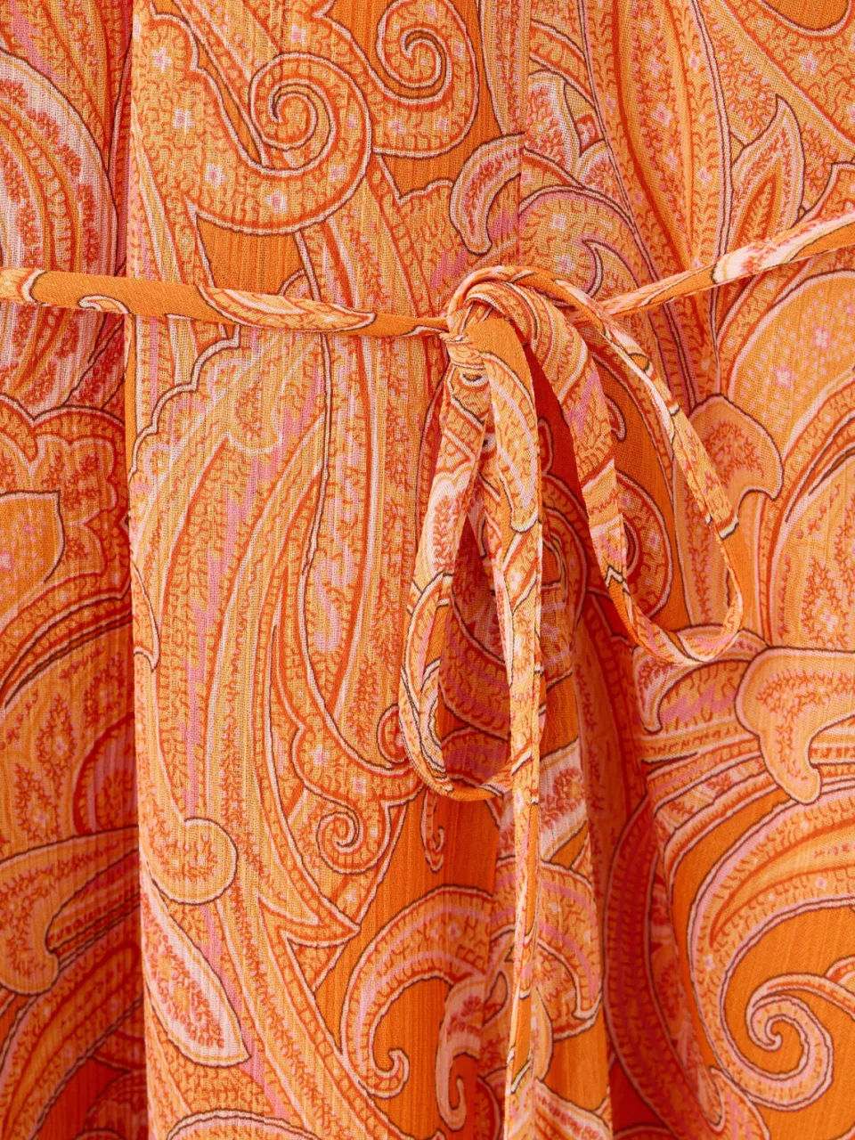 Mango korte halterjurk met open rug en paisley - oranje, foto 5