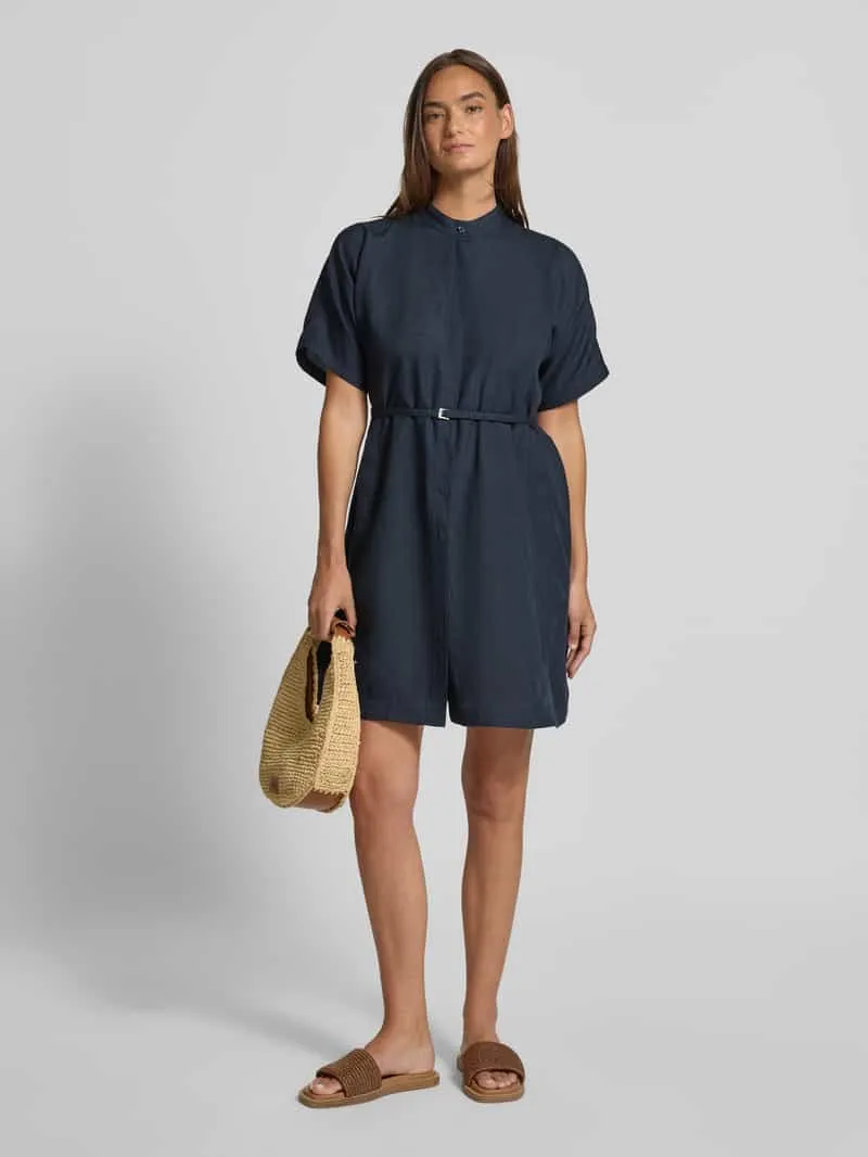 Boss Getailleerde vrijetijdsjurk van mix van lyocell en linnen model 'DALINIA' Marineblauw
