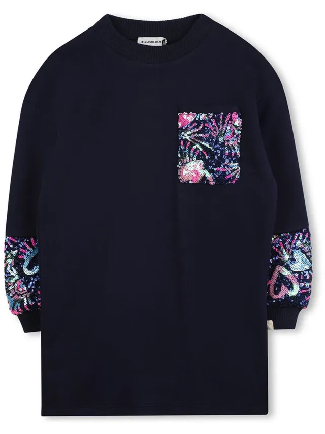 Billieblush U21285 Lang Mouw Jurk Blauw 4 Years Meisje Navy