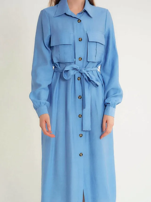 parisian Dames Blanco Lange Jurk - M34769 - Blauw