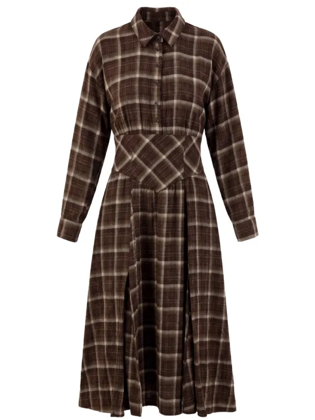 Trendyol TRENDYOLMİLLA Dames Meerkleurig Geruit Maxi Lang Blousejurk Jurken Veelkleurig