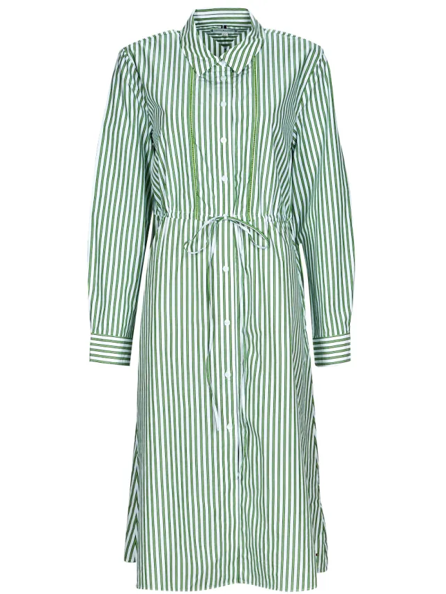 Tommy Hilfiger Korte Jurk Tommy Hilfiger ORG CO STRIPE MIDI SHIRT-DRESS Wit