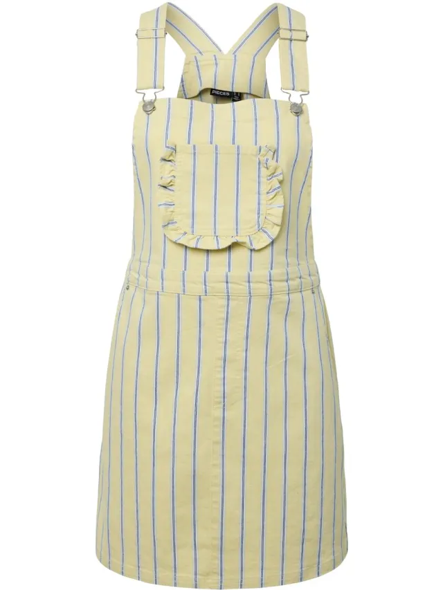 Pieces PCBILLO DUNGAREE DENIM DRESS - Meisjes - Mini jurken French Vanilla