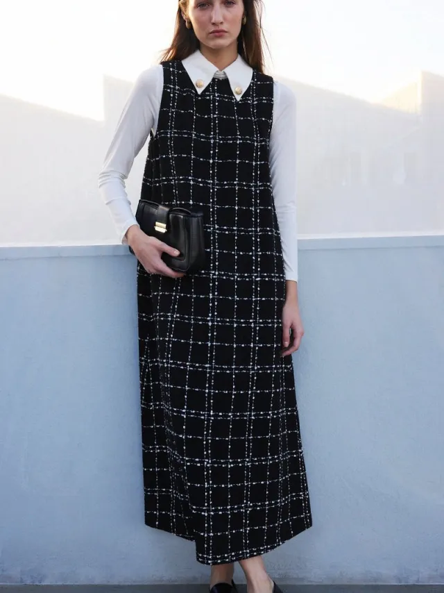 TOUCHÉ PRIVÉ Tweed gilet met overhemdkraag - Zwart - Dames