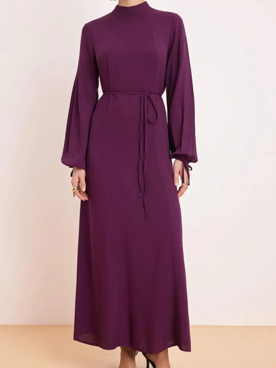 Turkishsouq Dames maxi-jurk, plat model, lang, casual/dagelijks, A-lijn model, geschikt voor hijab paars, foto 2