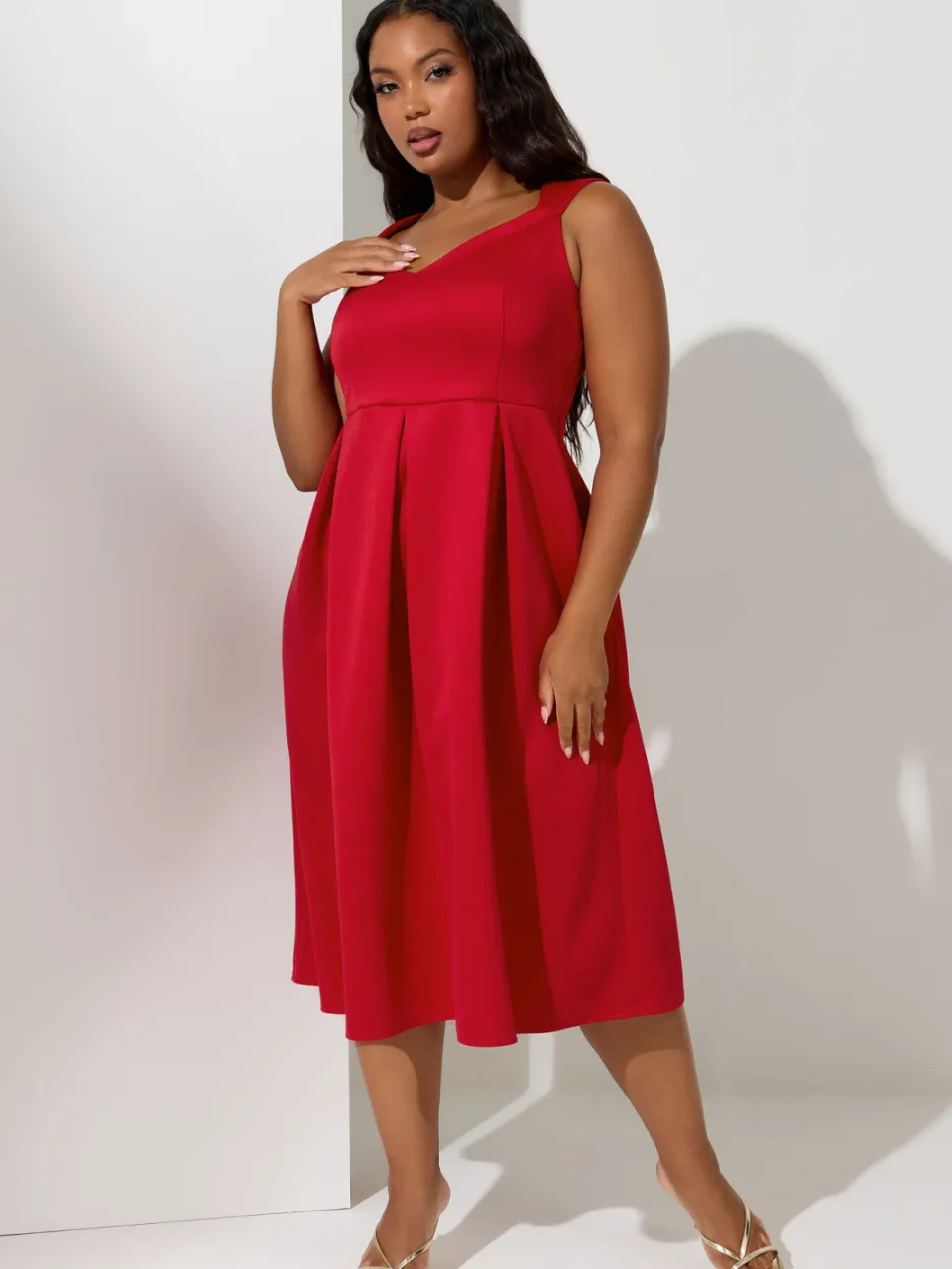 Yours London Rode Sweetheart Midaxi Skaterjurk Red