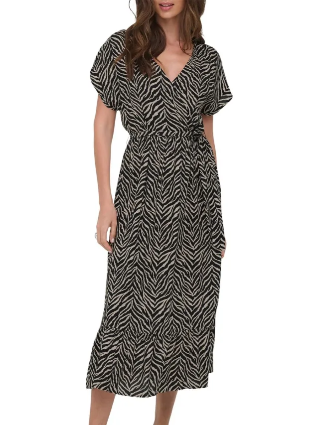 Only Zilla Adele Life Long Jurk Dames zwart - lichtbruin
