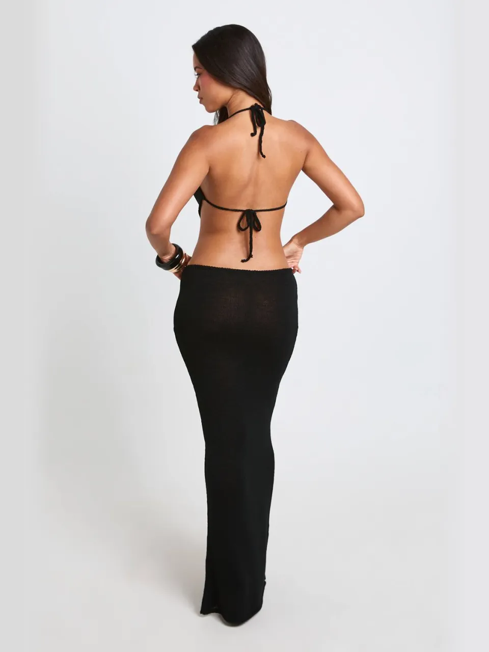 boohoo Dames Halter Neck Strandjurk Met Cut-out En Haakwerk zwart, foto 2