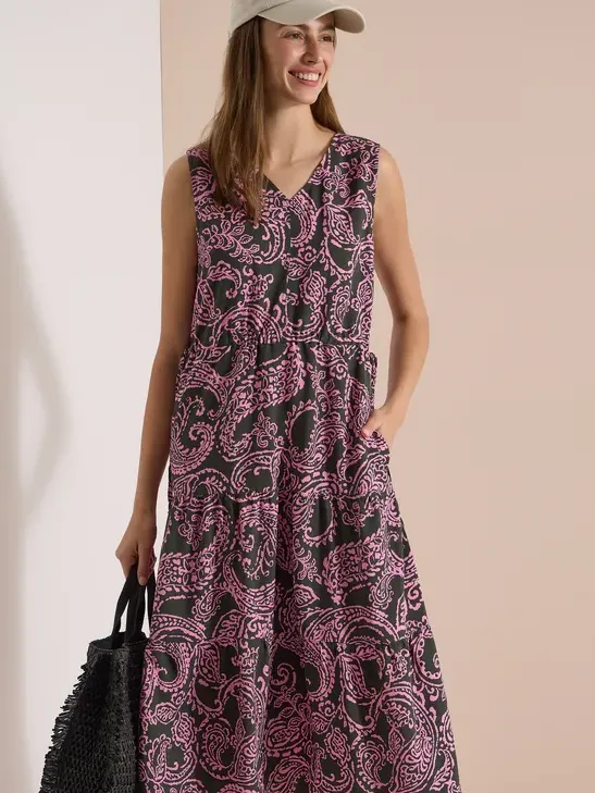 cecil Midijurk met V-hals en print Groen