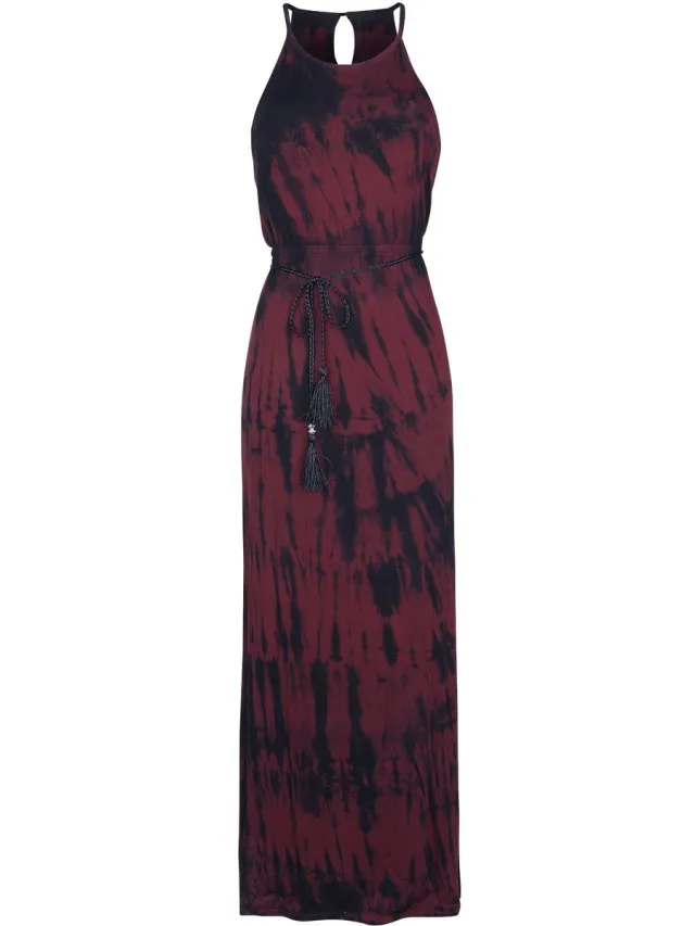 R.E.D. ROCK-ENGINEERED DESIGN Rood-zwarte maxi jurk met batik patroon - Dames