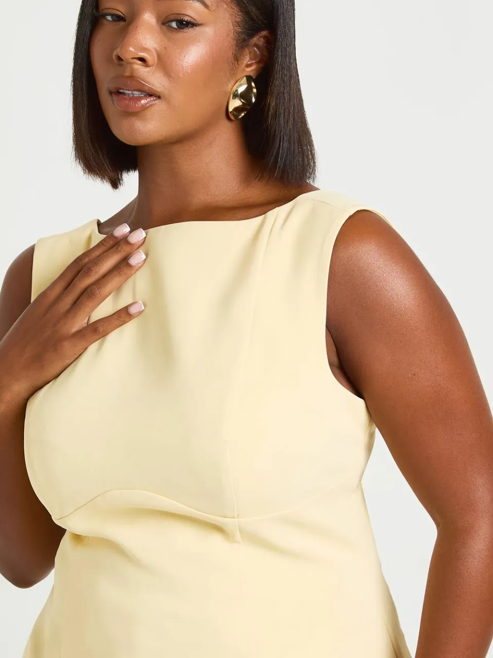 boohoo Dames Plus Gestructureerde A-lijn Mini Jurk boter, foto 4