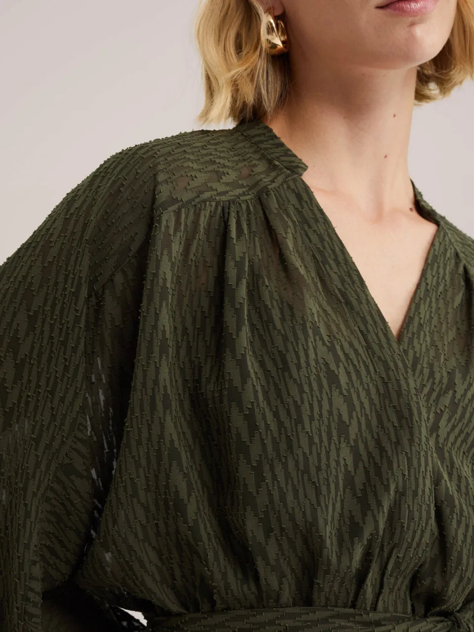WE Fashion korte jurk met ceintuur - groen, foto 4