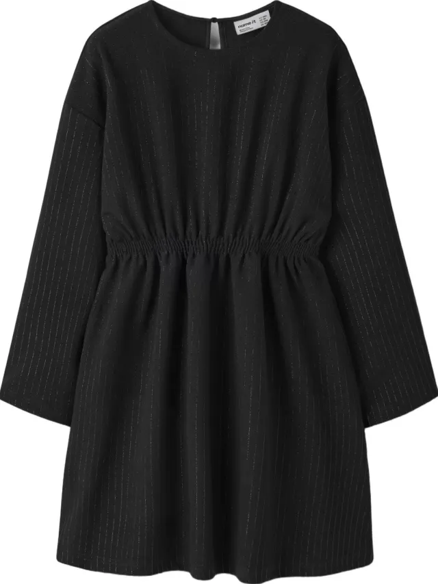 NAME IT KIDS jurk met glitters en krijtstreep - zwart, foto 2