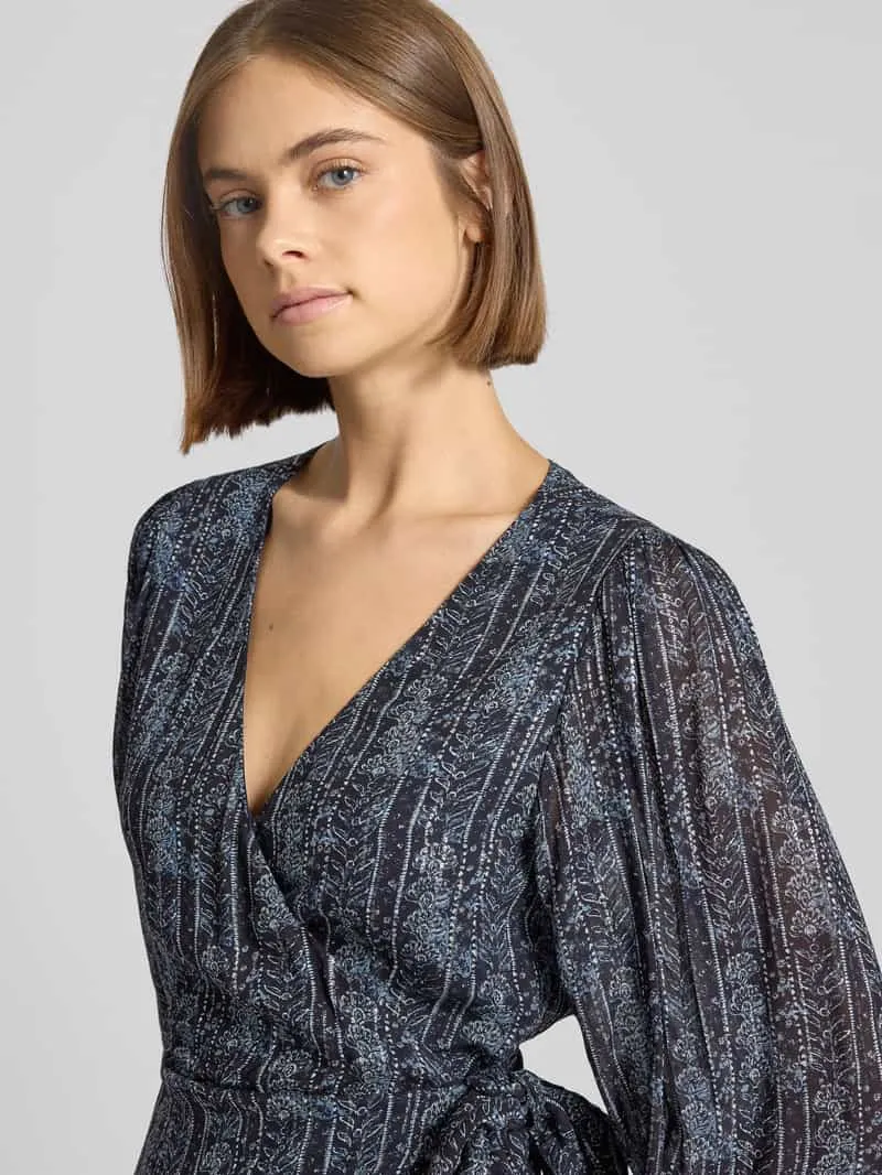 Pepe Jeans Nauwsluitende wikkeljurk met details van effectgaren, model 'MAISA' blauw, foto 5