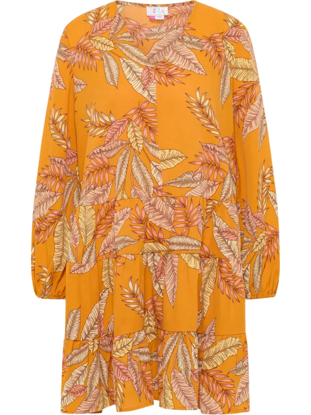 IZIA jurk met lange mouwen hoona oranje, foto 2