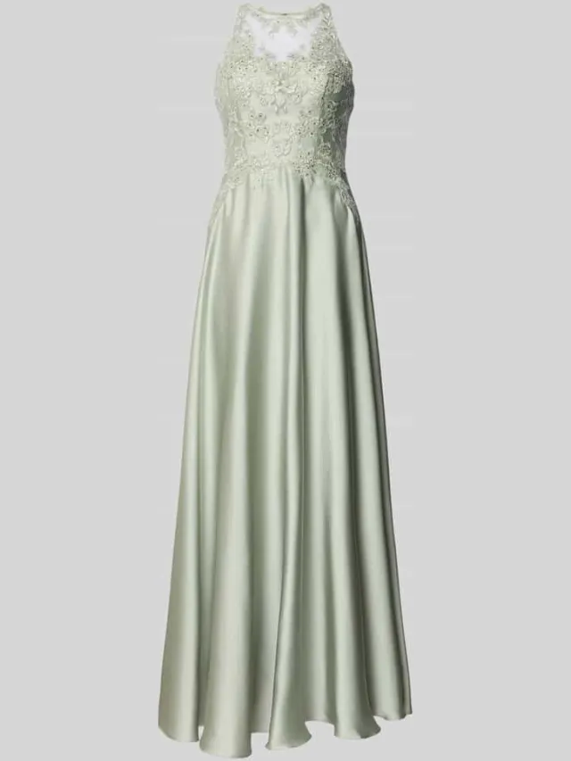 LUXUAR FASHION Avondjurk met bloemrijke stitching groen, foto 2