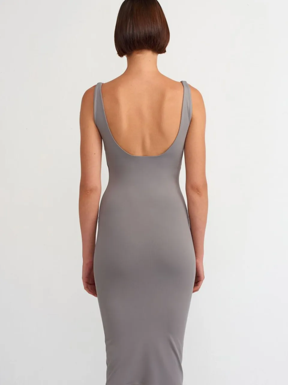 Dilvin Mouwloze Bodycon Midi Jurk grijs, foto 2
