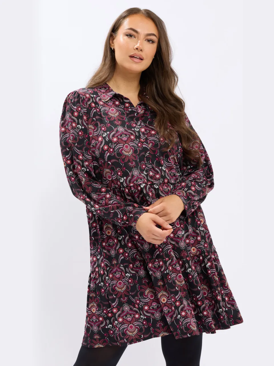 Yours Zwarte Paisley Gelaagde Shirtjurk Black