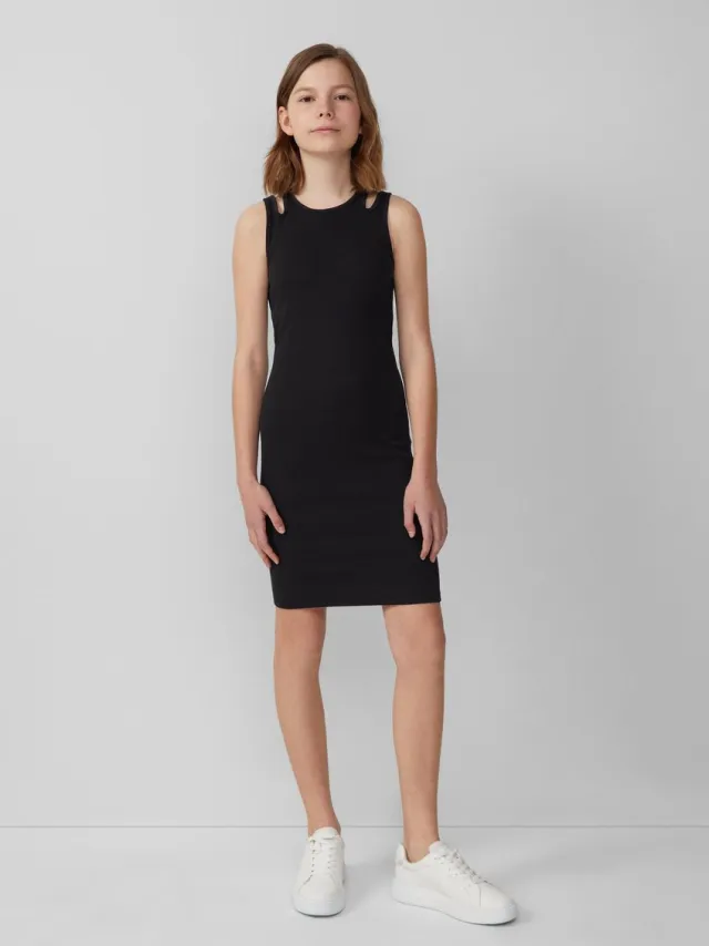 S.Oliver female - Slim fit jurk van ribstof met cut-outs zwart