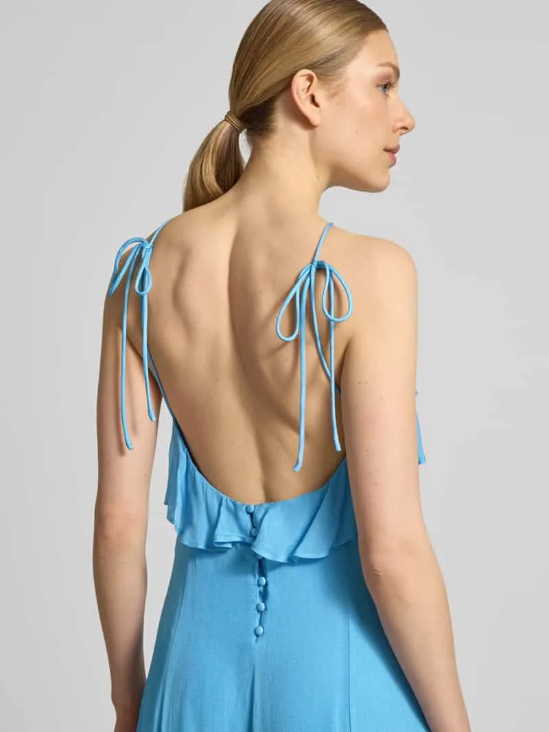 Jake*s Cocktail cocktailjurk van viscose met volants oceaanblauw, foto 4