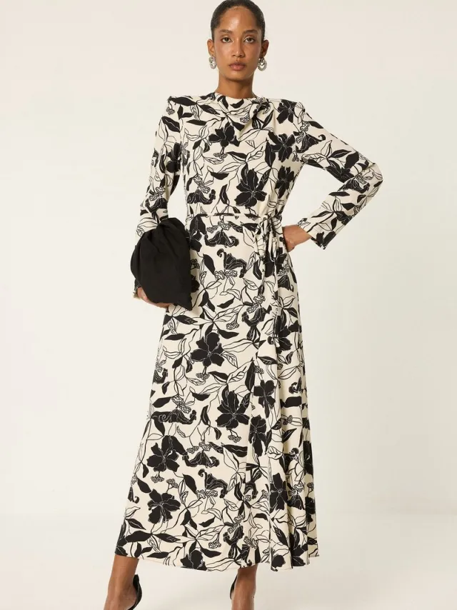 TOUCHÉ PRIVÉ Jurk met contrasterende bloemenprint - Gedessineerd - Dames