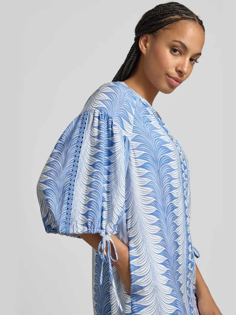 Christian Berg Woman Selection Kniellange tuniekjurk van viscosemix met v-hals blauw, foto 5