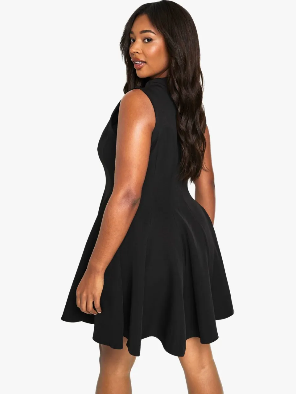 boohoo Dames plus paneelvormige mini skaterjurk zwart, foto 2