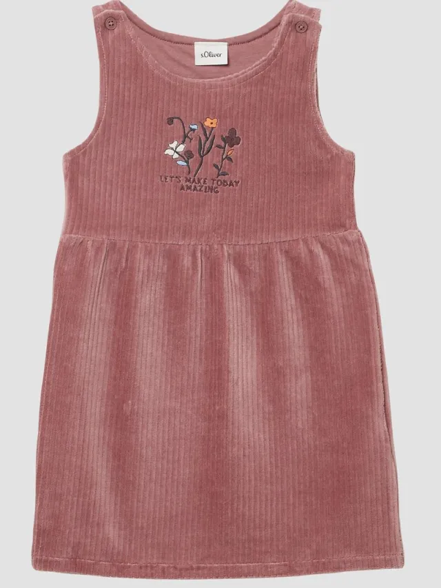 S.Oliver female - Zachte corduroy jurk met borduursel oudroze