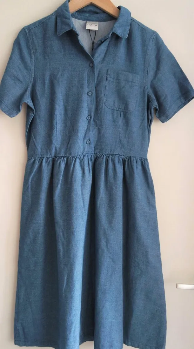 SELECTED FEMME SFTaylor SS Shirt Dress - Medium Blue Denim Blauw