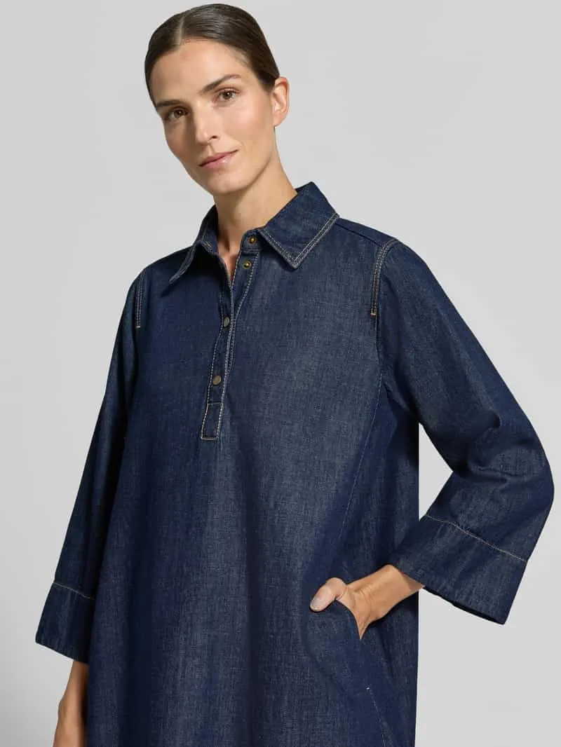 Christian Berg Woman Knelange denimjurk met overhemdkraag, foto 4