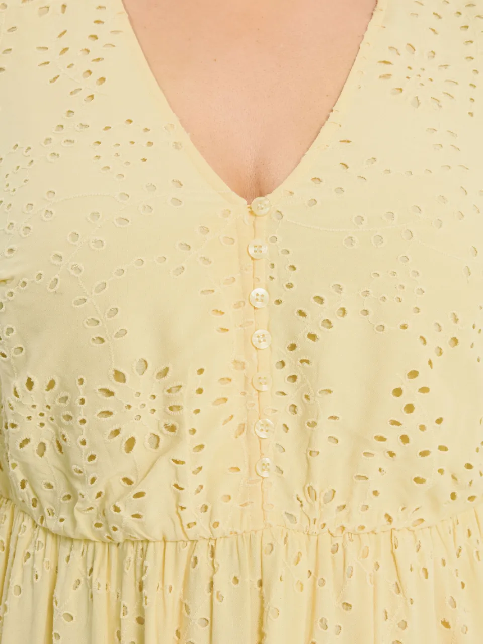 Yours Gele Gelaagde Maxijurk Met Broderie Anglaise geel, foto 5