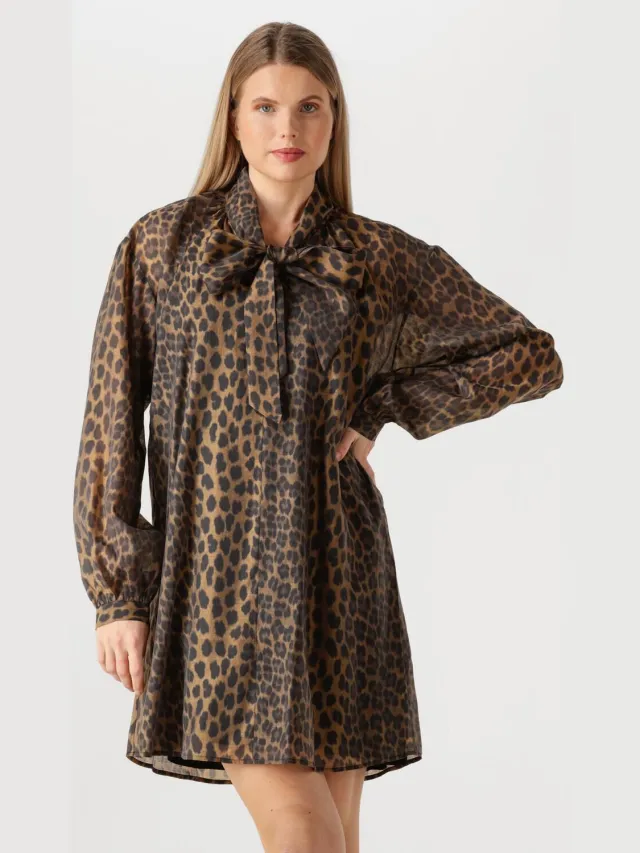 DANTE6 Dames Jurken Leigh Leopard Dress - Bruin