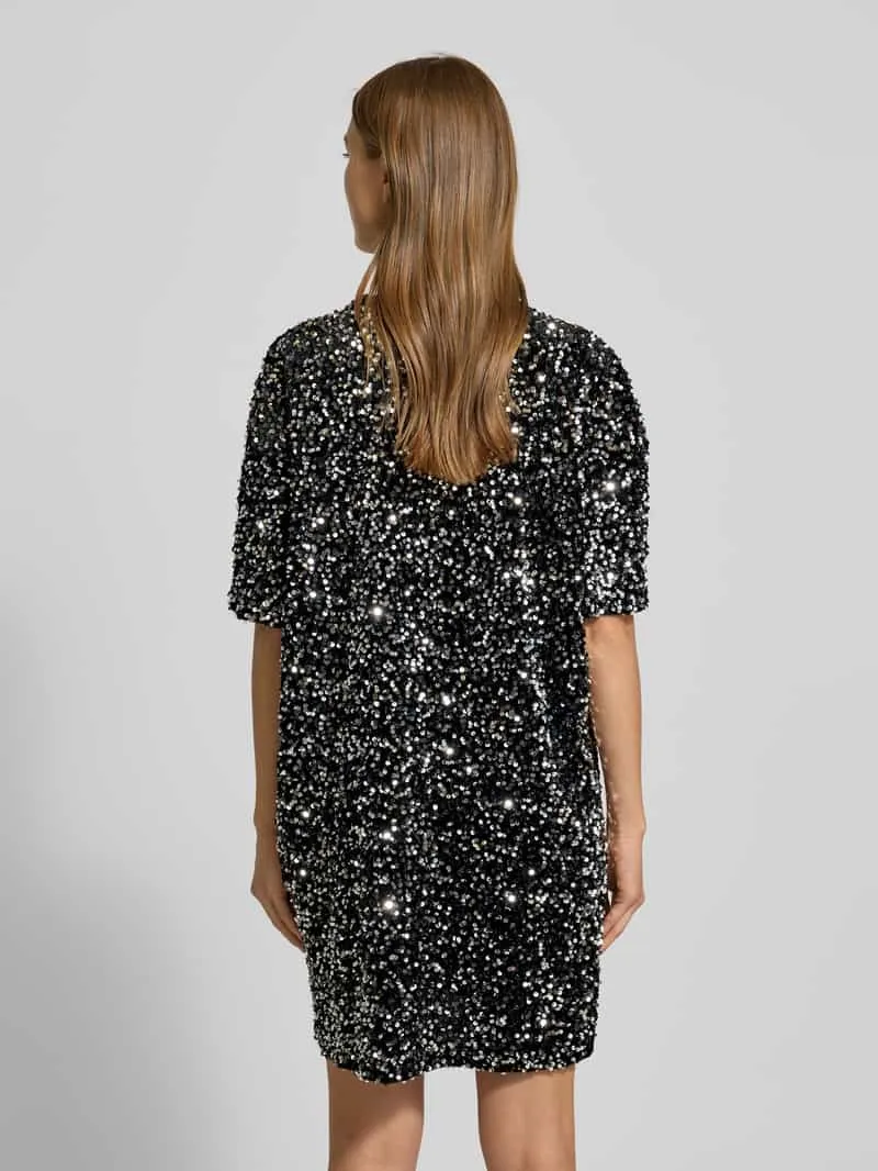 Jake*s Casual Mini-jurk met pailletten en ronde hals zwart, foto 3