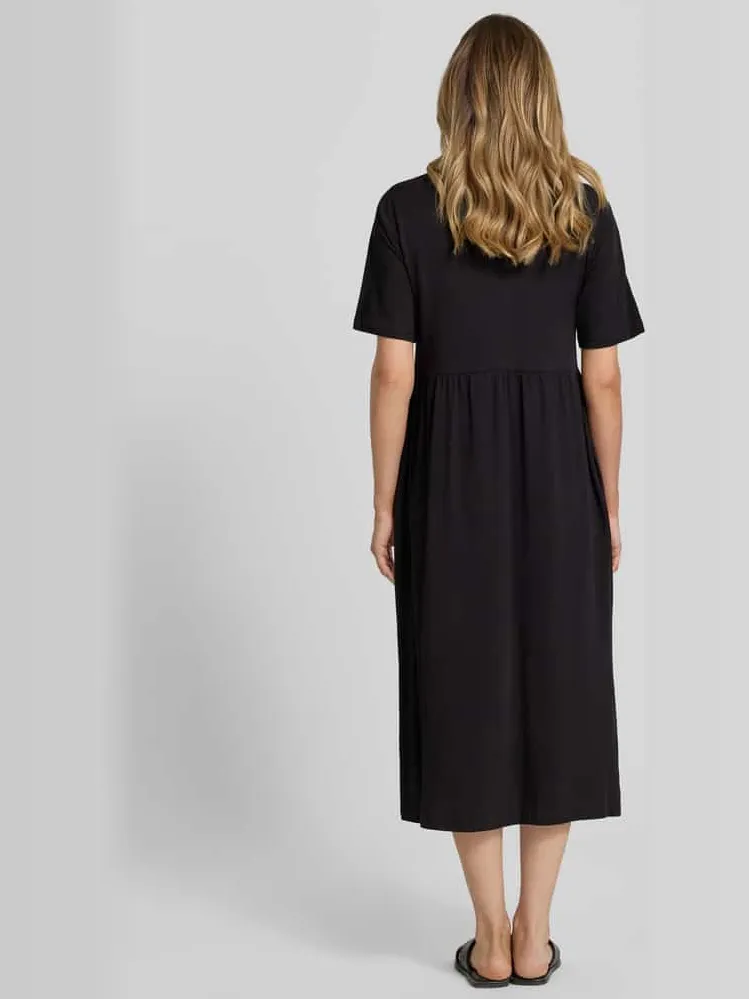 Soyaconcept midi-jurk met smokdetails model 'DERBY' zwart, foto 3