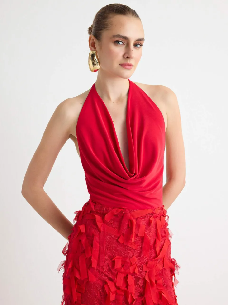 Trendyol TRENDYOLMİLLA Dames Rood Effen Maxi Mouwloos Recht Avond & Gala Jurk, foto 2
