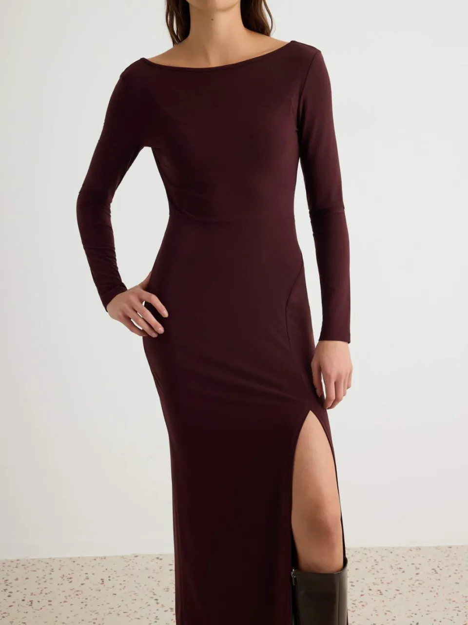 Trendyol TRENDYOLMİLLA Dames Bruin Effen Maxi Lang Avond / Dagelijks Bodycon Jurken, foto 2
