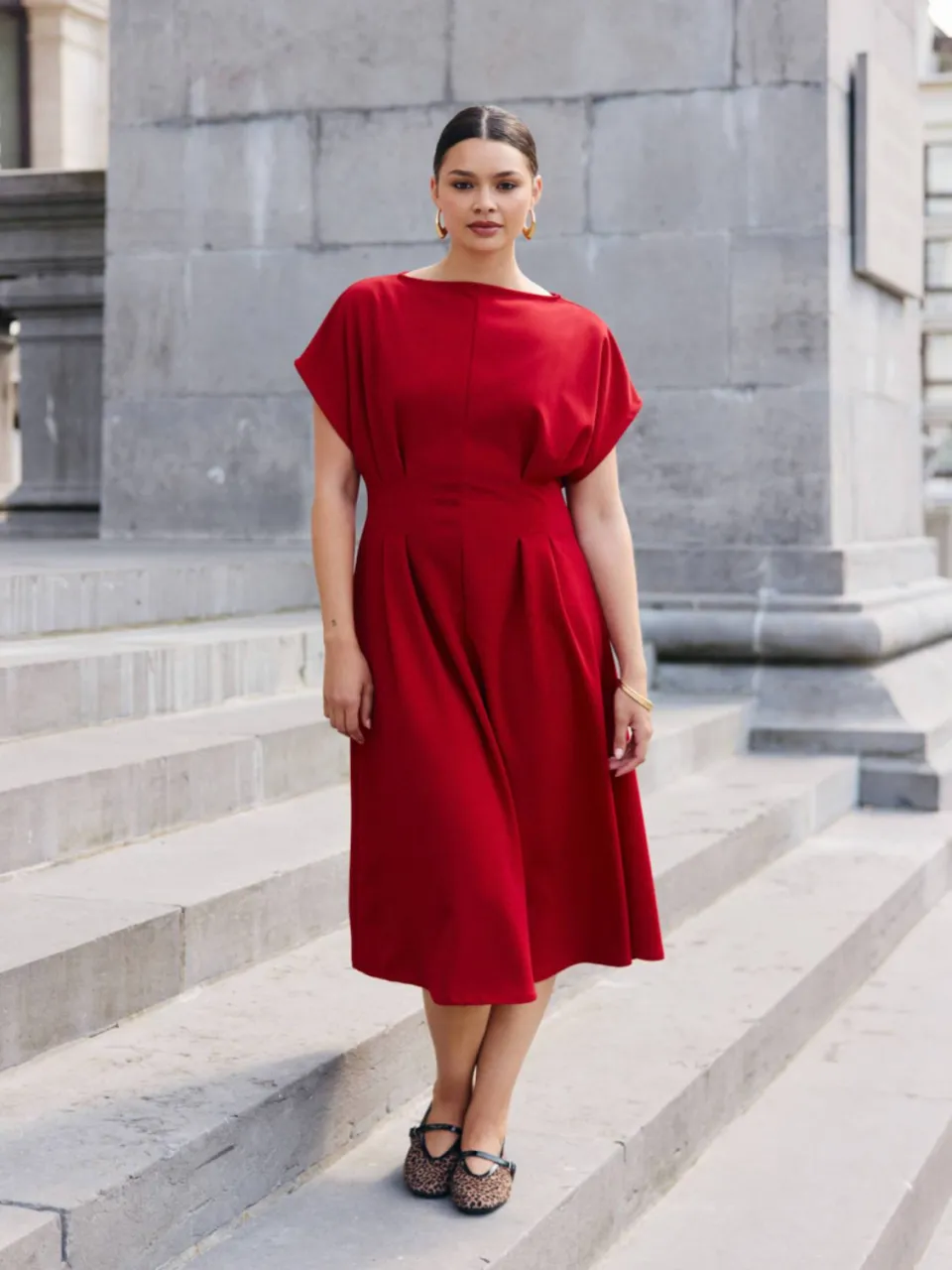 LOLALIZA midi jurk - rood, foto 3