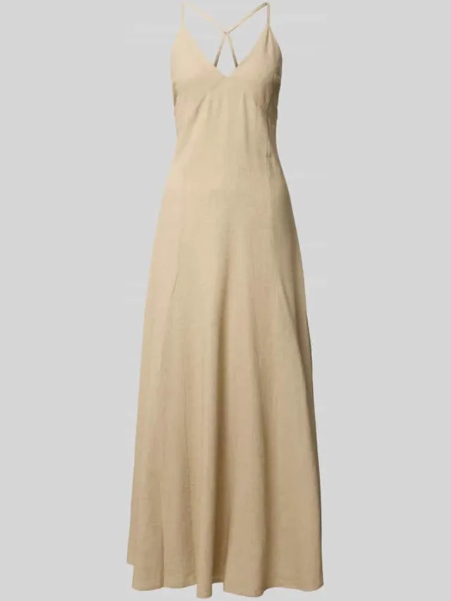 Rinascimento regular fit linnen jurk met viscose beige, foto 2