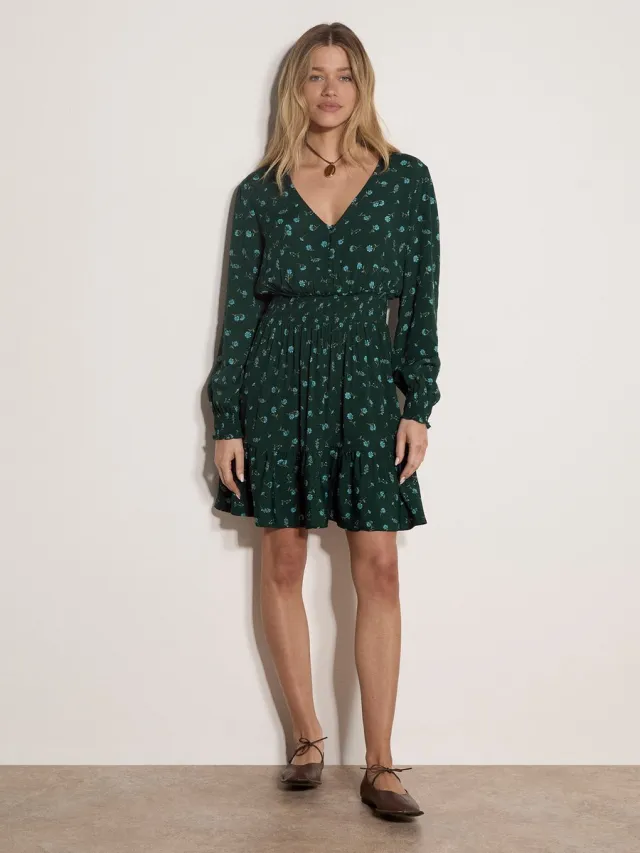 Apricot Vintage mini-jurk van crêpe met bloemenprint Groen