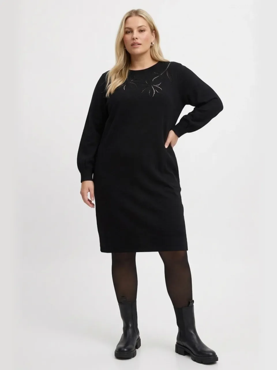 Yoek Moonfleece jurk zwart, foto 2