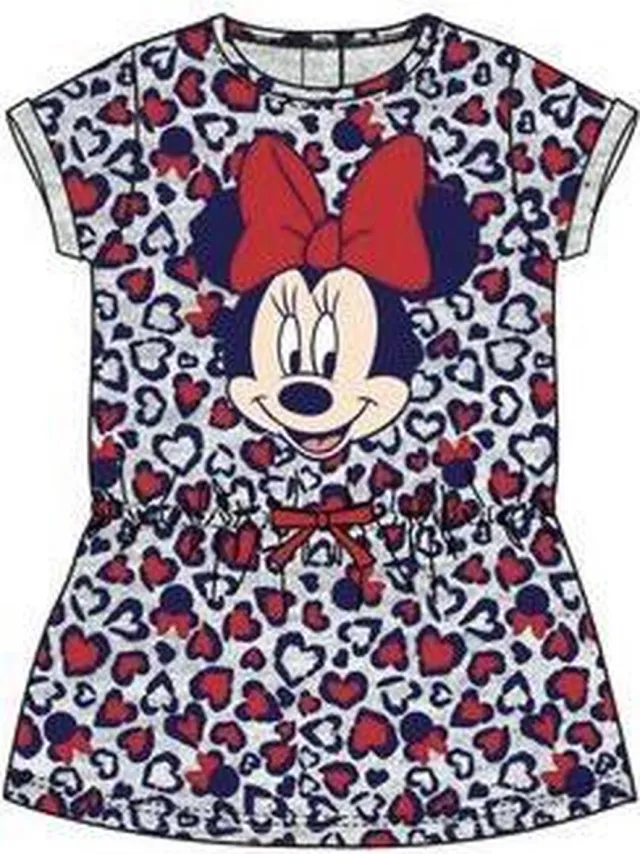 Disney Minnie Mouse jurkje - hartjesprint - grijs/rood - maat 86(24 maanden)
