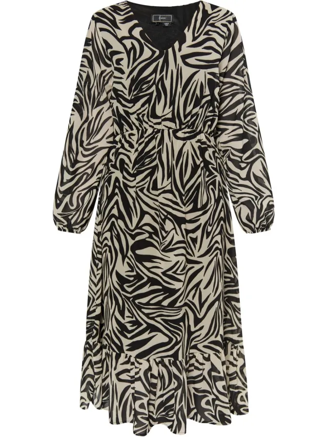 Faina Jurkje met zebraprint beige/ zwart