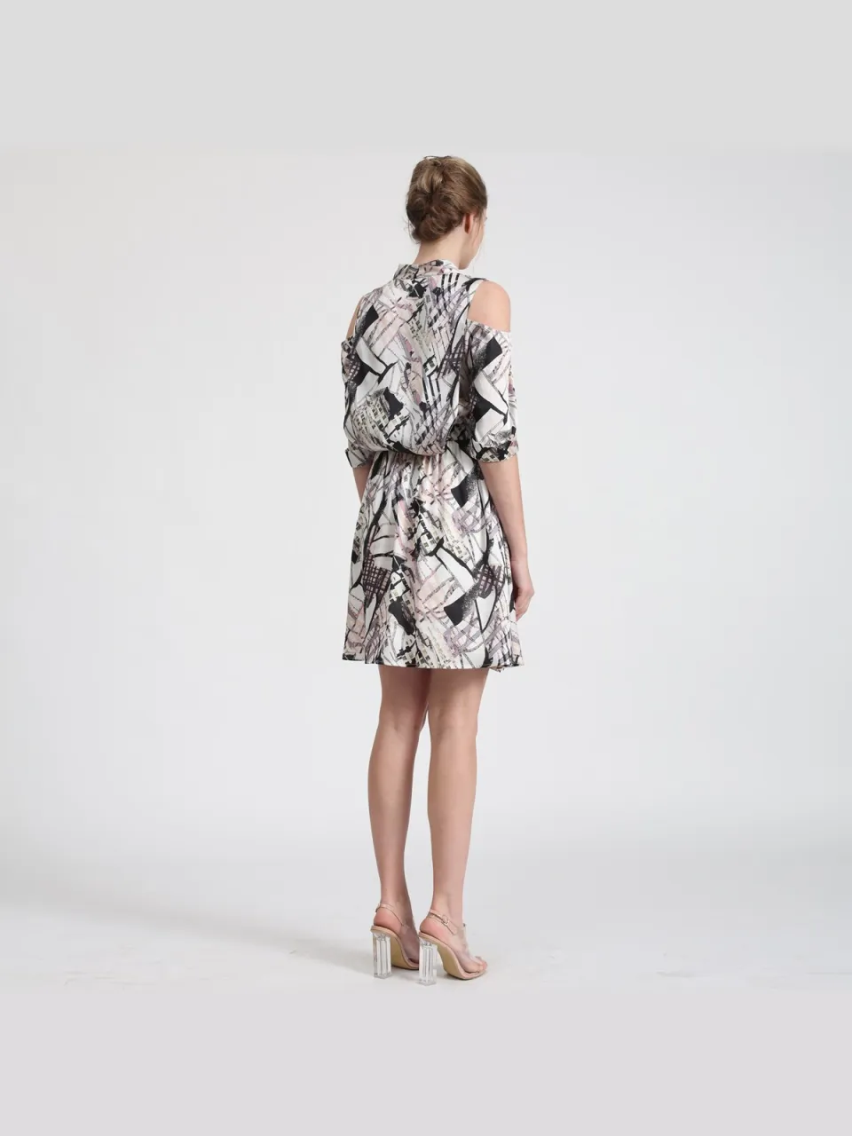 Smart & Joy Geometrische print vleermuismouwen wrap effect -jurk veelkleurig, foto 2