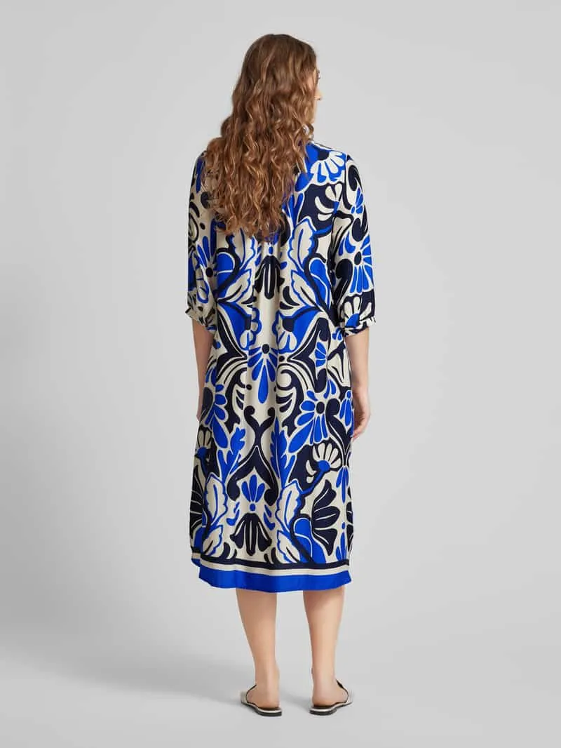 Milano Italy Midi-jurk met all-over motief blauw, foto 3