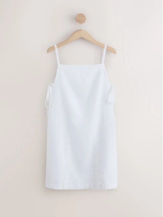 Next Dames - Linnenrijke zomerse bandjesjurk met vierkante hals - Wit White