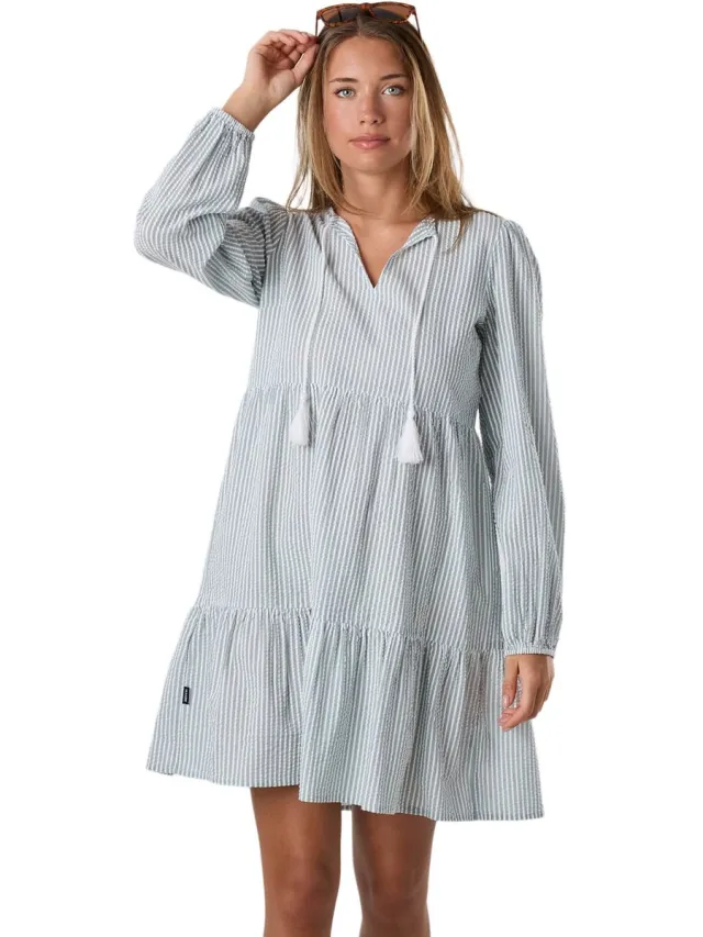 Seaside Marina Seersucker Tuniekjurk – Jurk voor dames – Seagreen Stripe