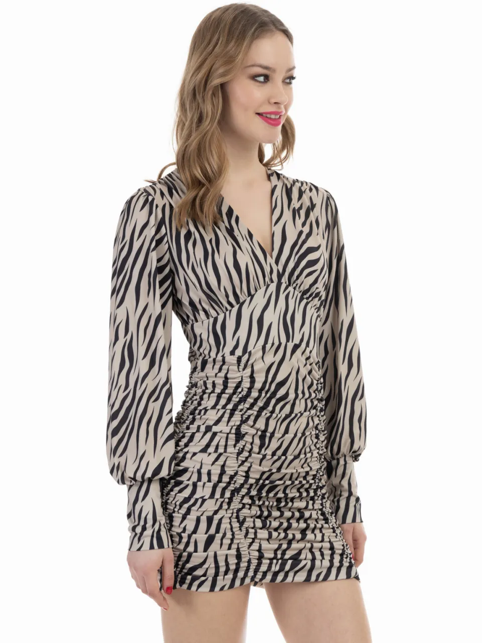Faina jurk met lange mouwen beige, foto 2