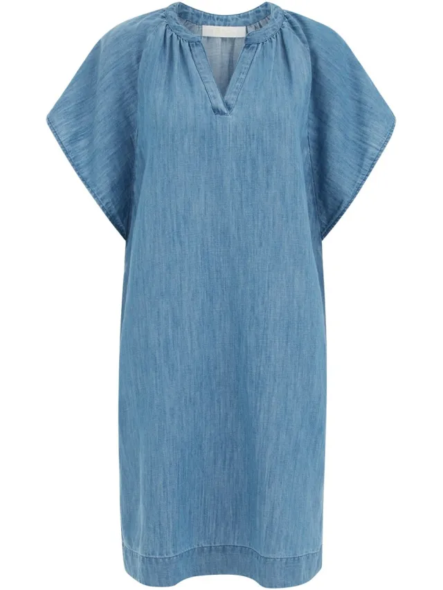 WE Fashion Dames midi jurk van linnenmix Blue