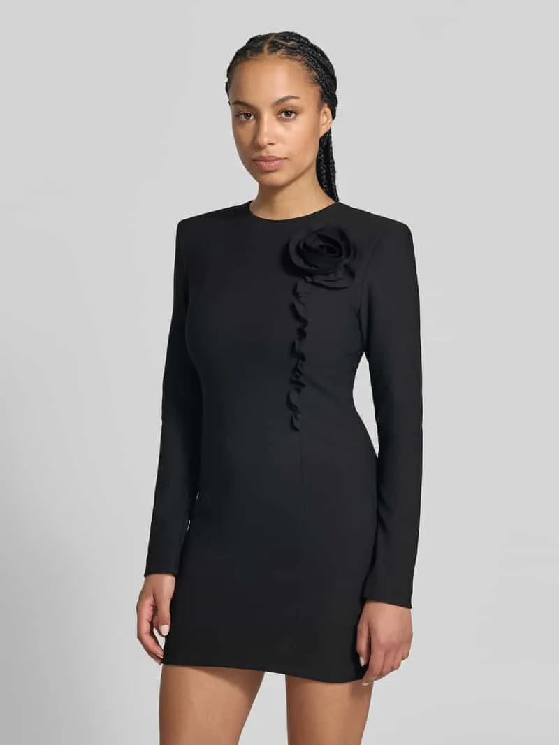 Rotate Slim Fit mini-jurk met florale garnering Zwart